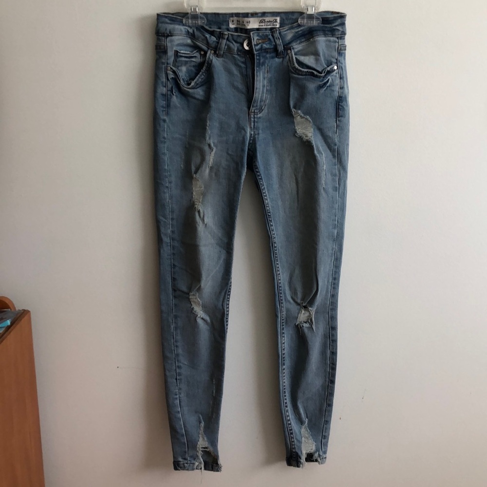 Denim&Co light washed skinny jeans